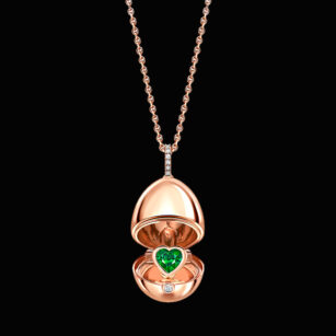 Fabergé Essence Or Rose Emeraude Coeur Surprise médaillon 1258fp2392
