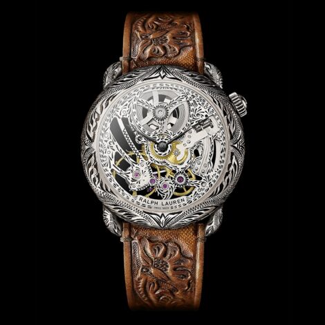 RALPH LAUREN COLLECTION WESTERN : Squelette Ronde 45 mm – Argent Sterling Gravé
