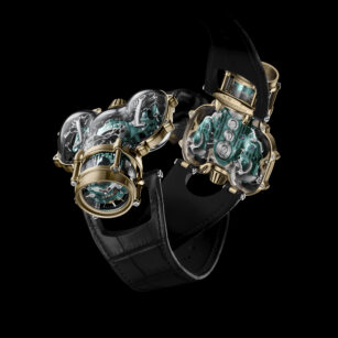 MB&F HM9-SV saphir/or jaune, mouvement vert