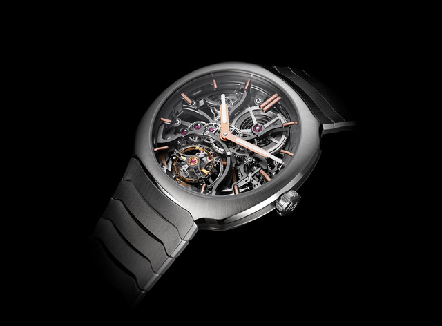 STREAMLINER TOURBILLON SKELETON DOUBLE HAIRSPRING Référence 6814-1200, modèle en acier, cadran squelette, bracelet intégré en acier