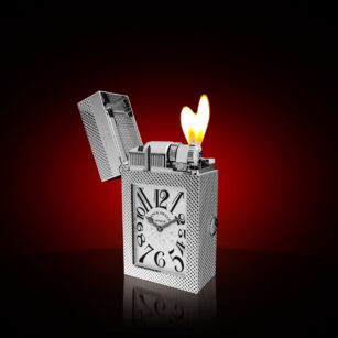Master Lighter Franck Muller & S.T. Dupont , cadran argenté au motif soleil