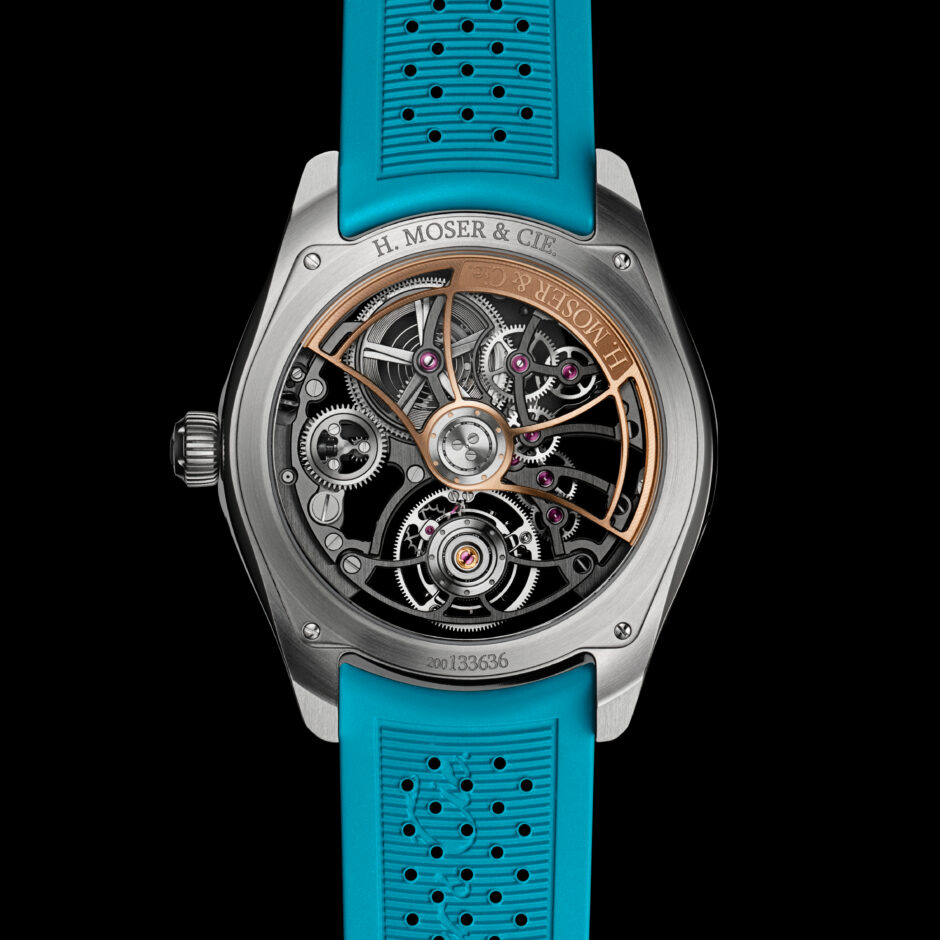 H.MOSER & Cie PIONEER CYLINDRICAL TOURBILLON SKELETON SPICED AQUA 3811-1203 back